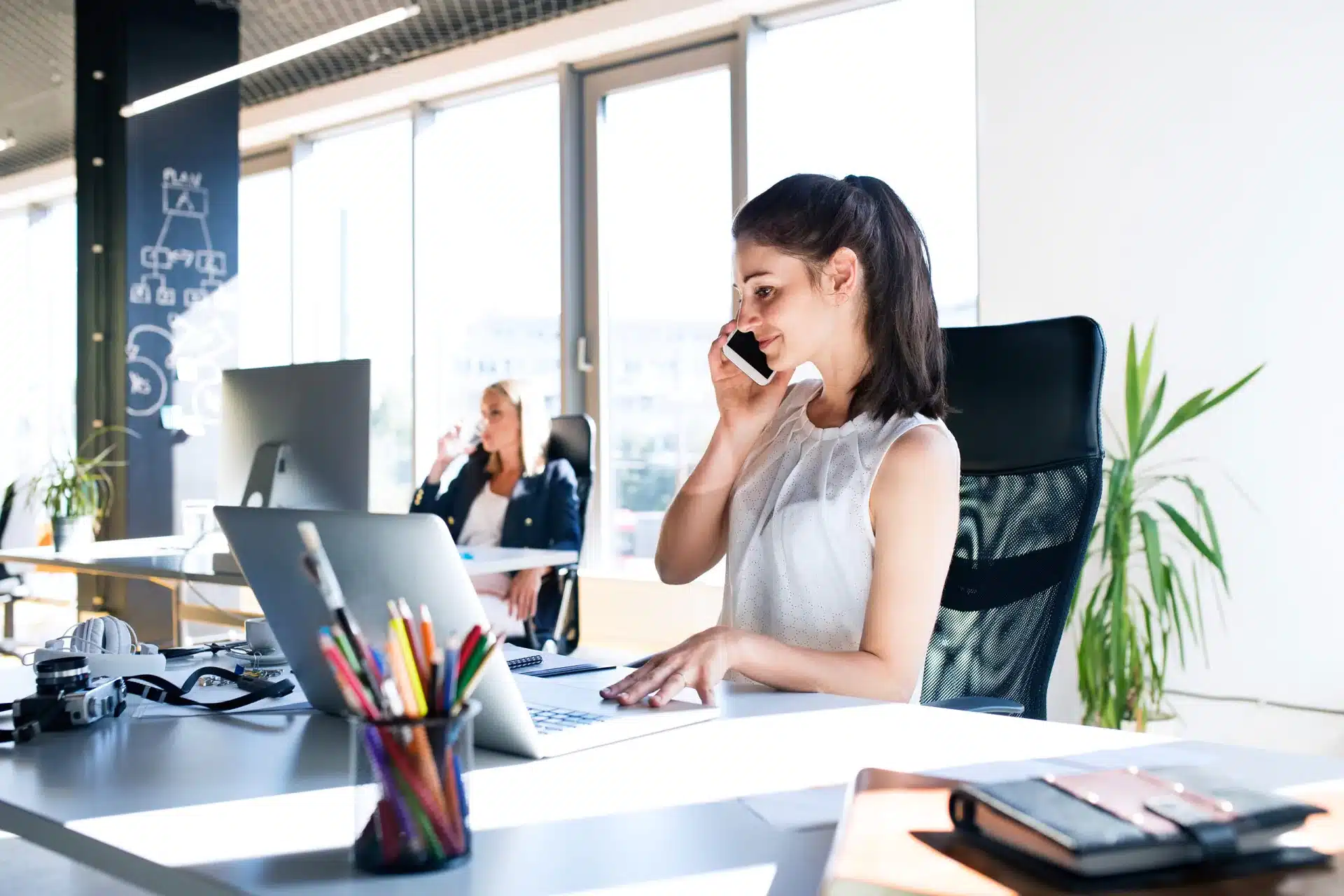 A woman working in the office