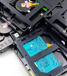 close up of hard drives representing data