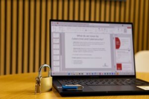 open laptop representing cyber security